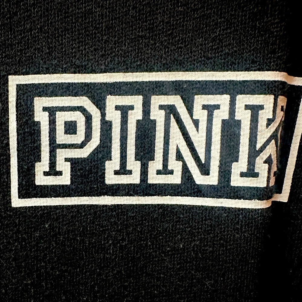 PINK Victoria Secret Black Logo Crewneck Sweatshirt Long Sleeve Size Medium - Picture 11 of 13